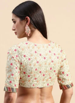 White Embroidered Art Silk V Neck Blouse Festive Wear 11 White Embroidered Art Silk V Neck Blouse Festive Wear -Indo Clothing Shop white embroidered art silk v neck blouse BLBS02303854 b