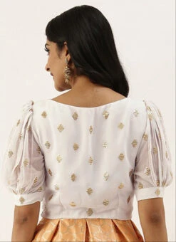 White Georgette Embroidered Blouse Festive Wear -Indo Clothing Shop white georgette embroidered blouse BLBS02305274 b