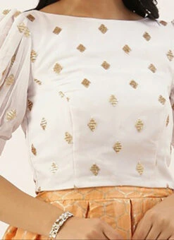 White Georgette Embroidered Blouse Festive Wear