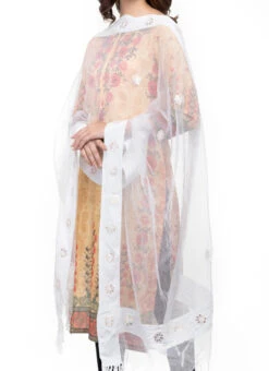 White Organza Cotton Gota Patti Work Dupatta Festive Wear
