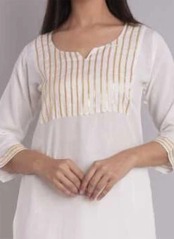 White Rayon Kurta Palazzo Set Work Wear