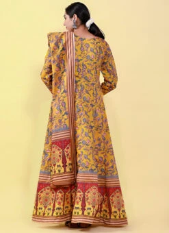 Yellow Art Silk Printed Gown After Six Wear 7 Yellow Art Silk Printed Gown After Six Wear -Indo Clothing Shop yellow art silk printed gown bgwrsuf702 b