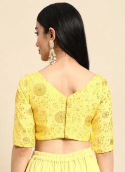 Yellow Chinon Embroidered Blouse Festive Wear 11 Yellow Chinon Embroidered Blouse Festive Wear -Indo Clothing Shop yellow chinon embroidered blouse BLBS02303802 b