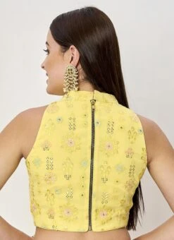 Yellow Embroidered Blouse Festive Wear -Indo Clothing Shop yellow embroidered blouse BLBS02307620 b