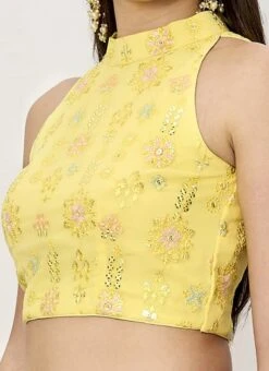 Yellow Embroidered Blouse Festive Wear
