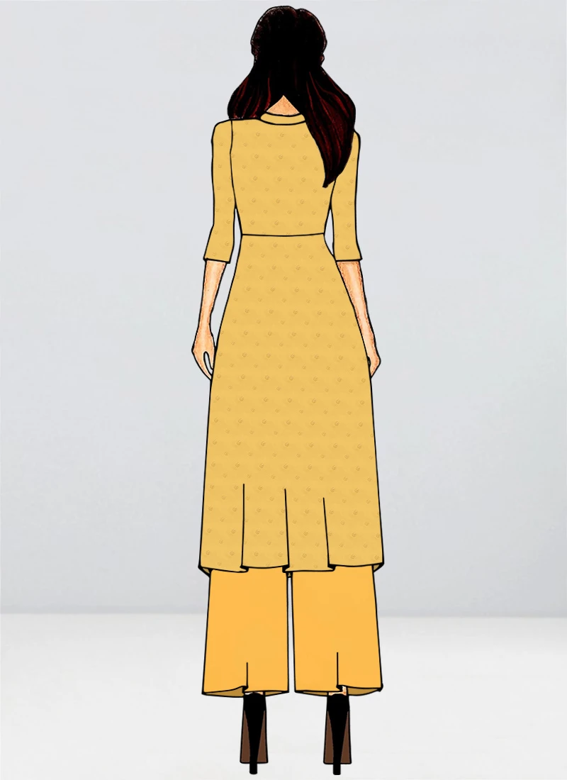 Yellow Embroidered Kurta N Palazzo Set Festive Wear 1 Yellow Embroidered Kurta N Palazzo Set Festive Wear