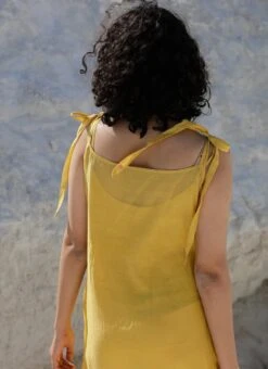 Yellow Embroidery Silk Dress Party Wear -Indo Clothing Shop yellow embroidery silk dress drsbadjadrm04 b