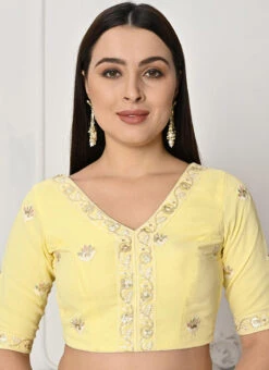 Yellow Georgette Embroidered Blouse Festive Wear -Indo Clothing Shop yellow georgette embroidered blouse BLBS02307618 u
