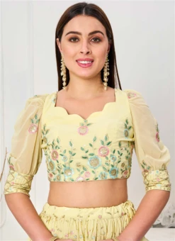 Yellow Georgette Embroidered Blouse Wedding Wear -Indo Clothing Shop yellow georgette embroidered blouse BLBS02307619 u