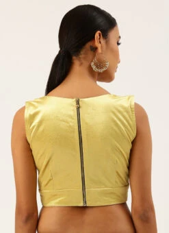 Yellow Velvet Readymade Blouse Party Wear -Indo Clothing Shop yellow velvet readymade blouse blspfb195y b